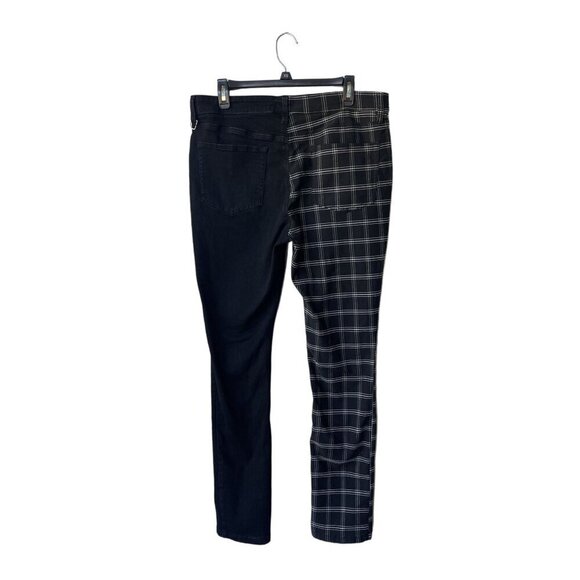 Hot Topic Mens Jeans Goth 36X32 Black & White Grid Split Leg Stinger Grunge - Picture 6 of 10